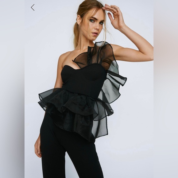 Strapless Jumpsuit with Structured Frill - Picture 3 of 4